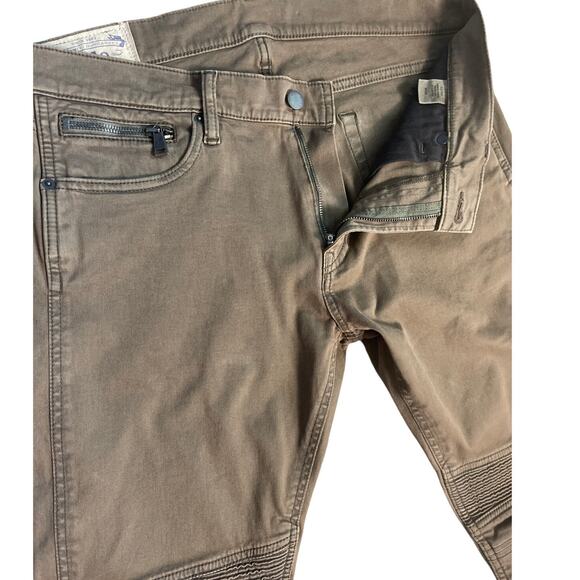 Polo Ralph‎ Lauren Men’s Stretch Olive Green Moto Jeans Size 32x30 - Picture 6 of 10